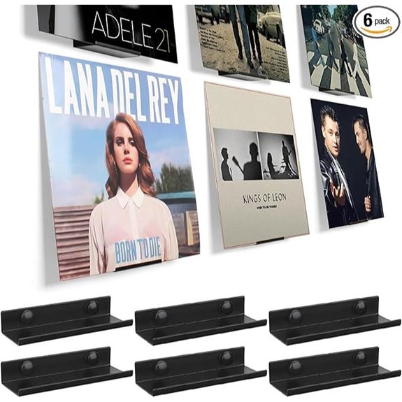BiJun Vinyl Wall Mount 6 Pack Black Metal Holder