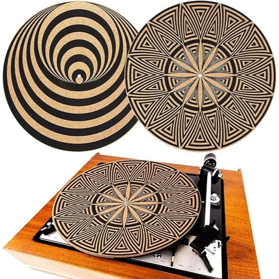 Cork Turntable Slipmat 3mm Thick for Vinyl LP Record Player (2 Pcs)