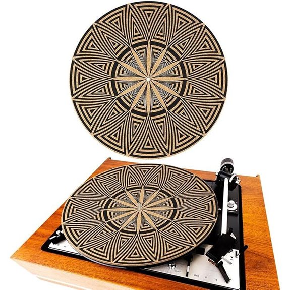Cork Turntable Mat 3mm for 12 Vinyl Record Player Slipmat (Psychedelic Geometric)