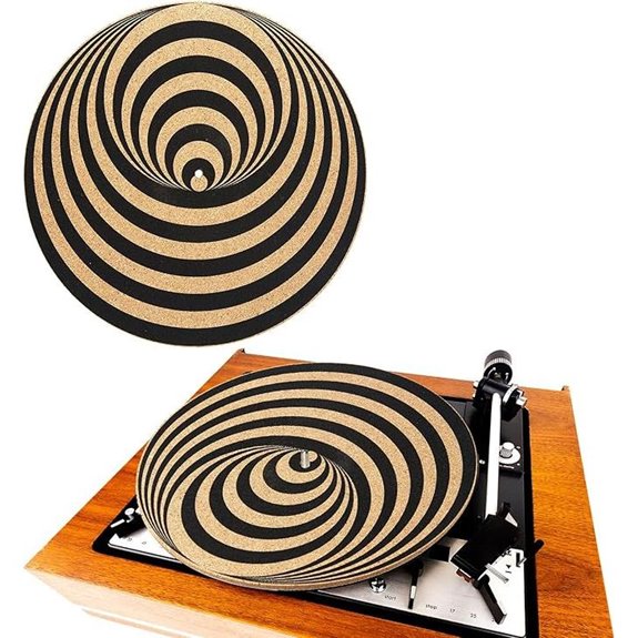 Cork Turntable Mat for 11.8 Vinyl Record Player (Spiral Art)