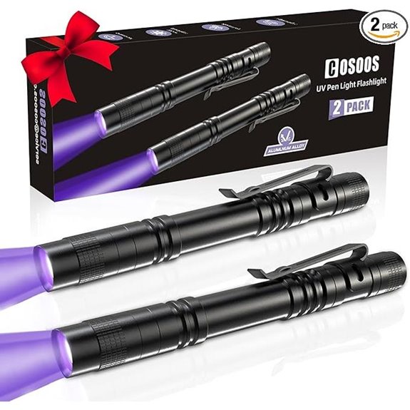 COSOOS 2-Pack UV Black Light Flashlight Waterproof 395nm