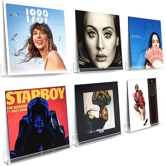 Vinyl Record Wall Mount Acrylic Shelf 6-Pack
