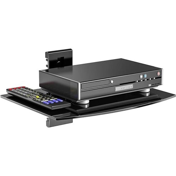 WALI Floating TV Shelf 1-Tier Glass Wall Mount (Black)